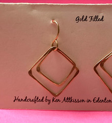 Ken Attkisson Handcrafted 14k Gold Filled Multiple Squares Dangle Earrings