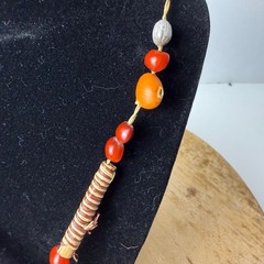 Handwoven Amulet Medicine Basket Necklace Huayruro Seed Indigenous Folk Art 30in