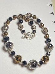 Artisan Handcrafted Art Deco Lampwork Glass Jewelry Amber fromChaos Necklace #12