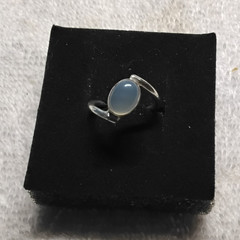 Opalite Pinkie Ring. Set In Tarnish-Resistant Rhodium Plate. Size 3.