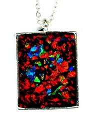 Large OPAL NECKLACE, silver framed, handmade black Opal Jewelry