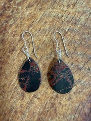 Prairie Sky Jewelry Co. Silver Red Creek Jasper Teardrop Dangle Earrings