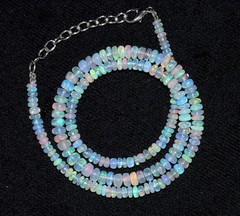 Natural Ethiopian Opal Beads Necklace 3-5MM Fire Opal Beaded Necklace