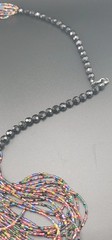 Beautiful Artisian Multi Stand Multi Color Glass Hand Beaded Necklace 34″