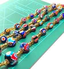 Vtg Murano Venetian Millefiori Graduated Art Glass Bead Multicolor Necklace 26”