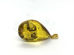 Amber Pendant 3 Insects Fossil Insect Inclusion Silver 925 Gold Plated 5,3g 6065