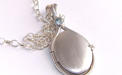 925 Sterling Silver 4 mm NaturalSkyBlue Topaz Locket H2O Just Add Water Mermaids