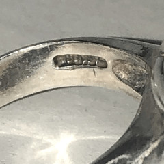 BARSE Turquoise Cabochon Sterling Silver Scroll Cage Ring Sz 7-1/2 VINTAGE