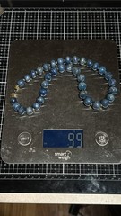 Blue Denim Lapis Lazuli Rondell Beaded Necklace 19″ 13mm Beads Gemstone