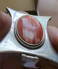 Vintage Modernist 950 Fine Silver Large Orange Spiny Oyster Shell Drama Pendant