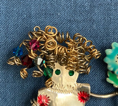 Sterling Silver and Gold Pin/Brooch/Pendant “Shopping Brat” Signed by Carrette
