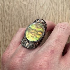 Abalone Shell Copper Ring Aztec Sun Statement Boho Handmade Size 8