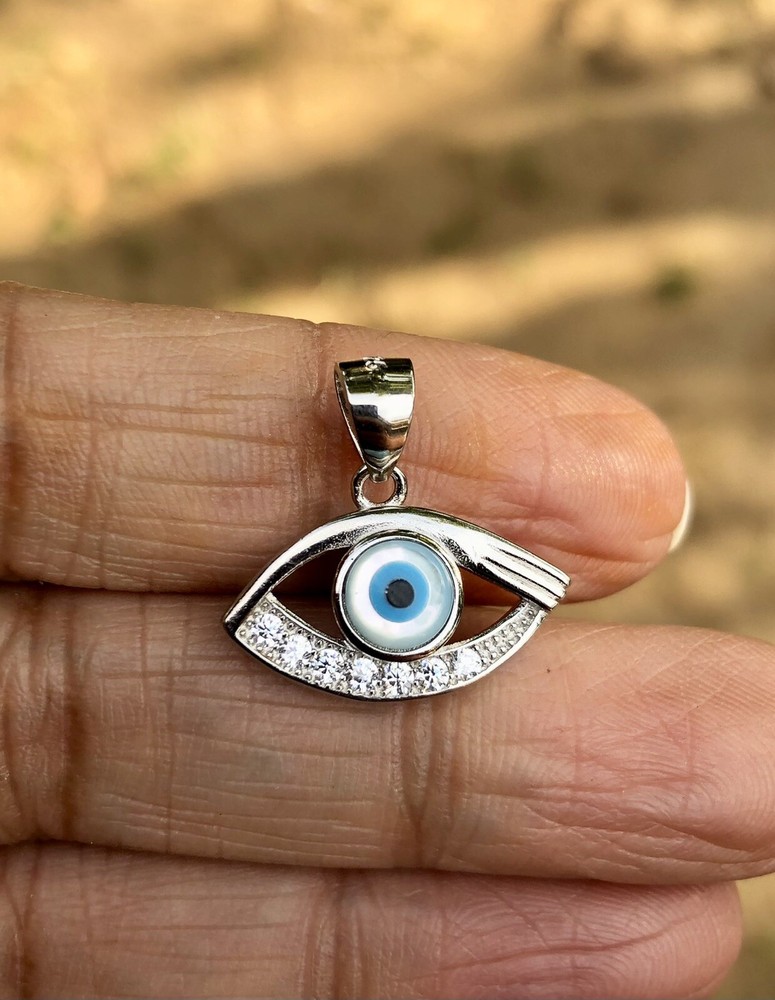 925 Silver Evil Eye Protection Pendant Amulet Nazariya Mother of Pearl Jewelry10