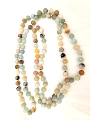 Amazonite Multicolored Hand Knotted Ball Beads Long Necklace 46″ L – 8mm