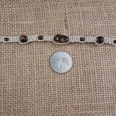 New Natural Hemp Choker Necklace W/ Mixed Brown Beads 13-18 in Tie-On Macrame