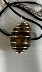Hand MadeOriginal Properties Stone Necklace “Zebra Marble” Enhanced In Aluminum