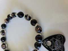 Handmade Halloween Oujia Planchette Beaded Bracelet Glow In The Dark Evil Eye