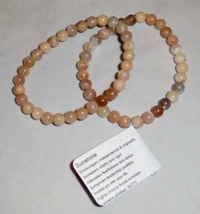 Natural Gemstone Sunstone Bracelets by Healing Light Stones Round Bead & Chip