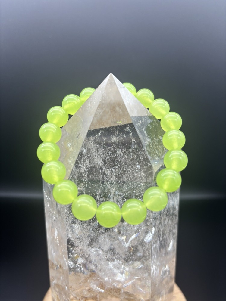 1pc Natural Crystal gemstone Beaded Prehnite Bracelet 10mm beads 16cm length