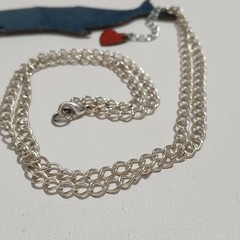 White Enameled Copper Whale Pendant Necklace 18” Silver Tone Chain Red Heart