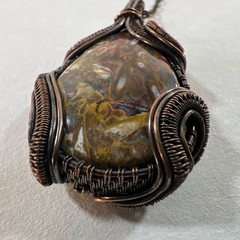 Jasper Necklace Hand Wrapped in Copper 18″ Copper Chain