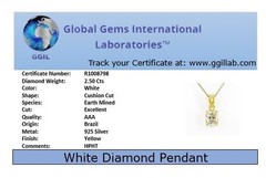 2.50 Ct Certified White Diamond necklace, Amazing Bling-FREE Diamond Studs