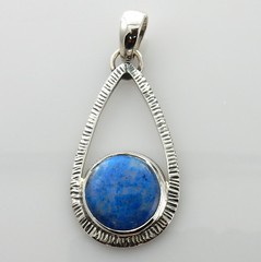 Handmade Unique Denim Lapis Sterling Silver Pendant