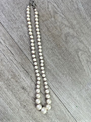 Unbranded Faux White Pearl Necklace & Dangle Earrings Red Cord
