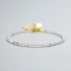 3mm Natural Morganite Bracelet Love & Compassion Healing Crystal Jewelry for her