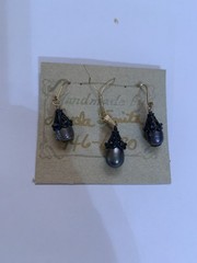 Bali sterling vermeil earring drops with 14 GF earrings and matching pendant