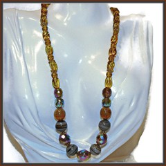Beaded Necklace Round and Oval Beads with Unique Swirled Beads-Handcrafted -n5