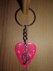 Keychain/Necklace Combo- Multi & Pink Picks / Music&Clef Note Charms / Red Cord
