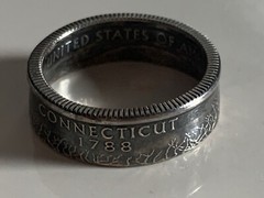 CT State Quarter Ring (Made with actual quarter) Handmade Connecticut 1999 Size8
