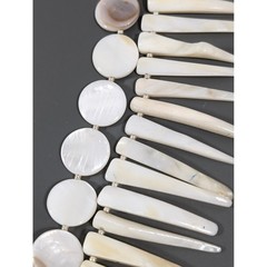 Artisan White Shell Fringe Necklace 24″ Boho Coastal Statement