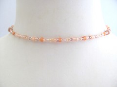 Peach Choker Necklace Seed Bead Multi Shape Boho Summer Antiqued Brass