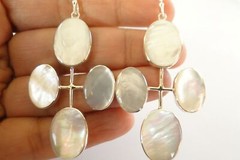 Mother Of Pearl Statement 925 Sterling Silver Dangle Drop Earrings