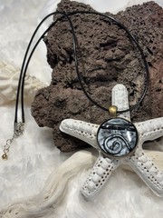 Handcrafted Polymer Clay and Resin Pendant Necklace With Silver tones 18 To20”