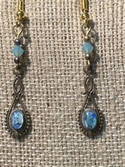 NEW LISTING*HANDCRAFTED PETITE MOSAIC OPAL ART DECO DROP EARRINGS.g-NEW