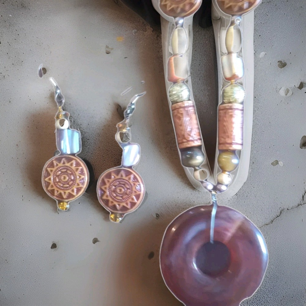 Multi-Stone of Varied Sizes And Shapes Necklace and Earrings Set 20″ Necklace