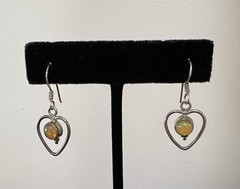 Artisan Made Ethiopian Opal Heart Shape Sterling Silver Dangle Drop Earrings