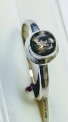 CUTE NATURAL SMOKY QUARTZ IN.925 STERLING SILVER RING IN SIZE 9.25-9.5!