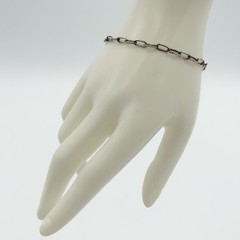 Delicate Artisan Crafted 950 Sterling Silver Bracelet 7” Paper-Clip Figaro Chain