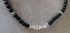 Sharks Tooth Black Wood Bead Necklace