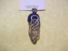 CELTIC KNOT Navy Blue Fimo Clay MADAGASCAR QUARTZ Pendant/Wand/Ornament Wicca