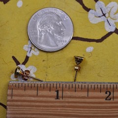 Vintage vermeil gold plated Sterling silver earrings, 925 studs with sapphire
