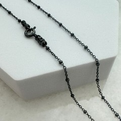 Oxidized Sterling Silver Necklace -Beaded Ball Chain – Satellite Chain (16″-36″)