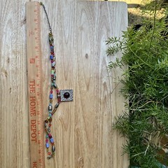 VTG Pendant Necklace 17″ Beaded Art Glass Multicolor Double Strand Adjustable