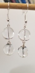 Vintage Elements Earrings made with 12mm Clear Rock Quartz dangle gem drops