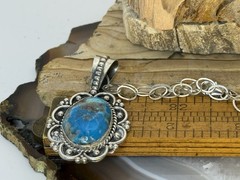 Vintage Etta Endito Native American Sterling Turquoise Necklace 20″–408.25