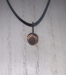 Handmade Garnet Gem Pure Copper wire wrapped Pendant Necklace Reiki January